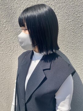 ヘアーデザイン ビビッド(HAIR DESIGN VIVID) ぷつんとボブ × ブルーブラック