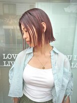 ハート(HART)&nbsp;切りっぱなしボブ×RED×デザインカラー