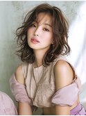 ☆ホワイトグレージュミニウルフデジタルパーマチェリーブラウン