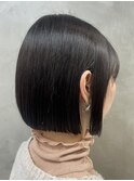調布ミニボブタッセルボブワンカラー黒髪ブルーブラック