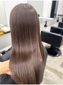 M黒髪小顔ヘアオリーブグレー艶髪クラゲヘアーココアベージュ