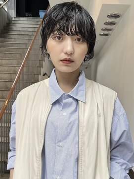 ショートパーマ/ニュアンスパーマ/黒髪/小顔