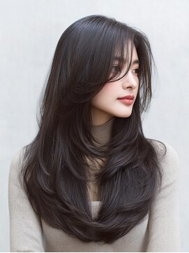 ダル 渋谷/表参道(DAL.) 顔周りカットハッシュカットロングレイヤーダークブラウン