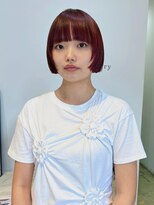 ヘアーアイストゥーレ(HAIR ICI TRE)&nbsp;ブリーチなしダブルカラー　レッドカラー赤髪大人ボブミニボブ