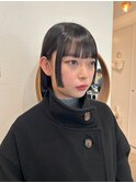 小顔ボブ顔周りレイヤー切りっぱなしシースルー前髪原宿神宮前