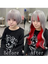 ARビューティー ギンザ(AR Beauty Ginza)&nbsp;シルバー×レッド#シールエクステ#デザインカラー#韓国#銀座