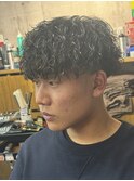 メンズパーマ　ツイストスパイラル　メンズ　ホワイトメッシュ