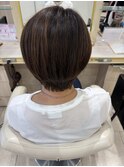 大人可愛い40代50代60代前下がりショートボブ丸みショート