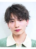 韓国ヘアカルマパーマカルマバングセンターパート黒髪ウルフ