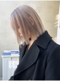 大平/ハイトーンボブ切りっぱなしベージュ前下がり吉祥寺20代