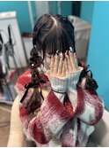 四つ編みツインテール
