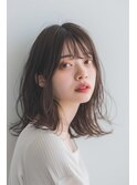 ミディアム/パーマ/バング/ブラウン/【lana hair新宿】