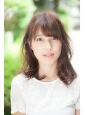 くびれヘア韓国風巻きアプリコットオレンジ夏ハイライトカラー