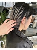 バレイヤージュ/ハイライトカラー/切りっぱなしボブ