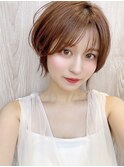 Say.ピンクベージュ顔周りカットレイヤーショートくびれショート