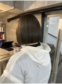 髪質改善 グレーベージュ アッシュカラー レイヤーロング 黒髪
