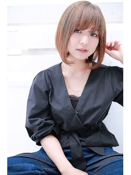 オーバーヘアー 姫路店(over hair) 【Lafith】オレンジベージュカラー×ボブスタイル