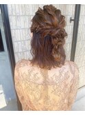 ボブ ヘアセット ハーフアップ 編みおろし