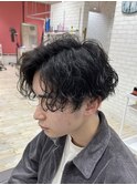 メンズ/ツイストスパイラル/波巻きパーマ