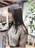 艶髪顔周りレイヤーロングスタイル透明感ラベンダーグレージュ