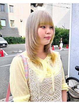 カフ(CAF) CAF FUKO ホワイト/イエロー/裾カラー/レイヤー/大阪/心斎橋