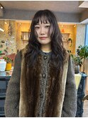 ロングウルフパーマ/地毛風カラー/顔まわり
