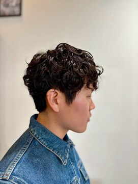 ヘアーワークス ボナ(HAIR WORKS bona.) 動きと束感で魅せる男のスパイラルパーマ/20代/ダークブラウン