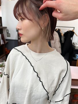 エルランカ(L.lanka) ブリーチカラー カシスレッド ヘイリーボブ ぷつっとボブ 前髪