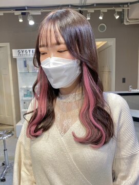 ベレーザ 渋谷(BELEZA) ba550_2wayバングオン眉ショートミルクティーピンクワンカール