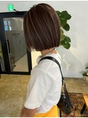相性◎コンパクトボブ×大人ハイライト_natural brown beige_