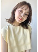 20代30代40代斜めバング×グレージュカラー×大人外ハネミディi