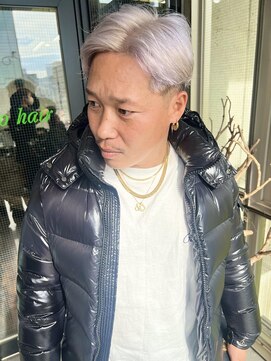 ガルボ ヘアー(garbo hair) ホワイト　ハイトーン　メンズ　極道パーマから変身