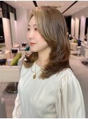 かきあげミディアムレイヤー前髪カット髪質改善トリートメント
