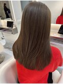 ロングレイヤー×髪質改善ストレート×オリーブグレージュ