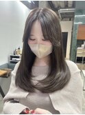 ワンカール レイヤーカット 2wayバング くすみグレージュ