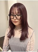 レイヤーカット　ウルフヘア　ハッシュカット　葡萄カラー