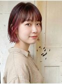 大人可愛いボブ×インナーカラー＋ハイライトで抜け感ヘア