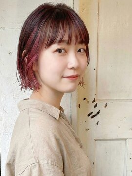 エノア 東京(ENORE) 大人可愛いボブ×インナーカラー＋ハイライトで抜け感ヘア