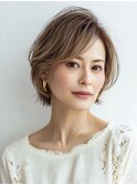 白髪ぼかし脱白髪染め似合わせショートボブ40代50代60代