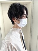 センターパート&スパイラルパーマ/福岡メンズカット