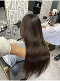大人可愛い透明感立体感グレージュ×エアストレート