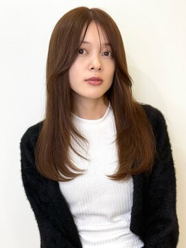 ユーフォリア 銀座(Euphoria) マロンベージュ　小顔カット　透明感　レイヤーロング　大人美人