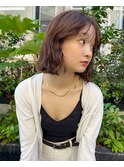 △大人可愛い癖毛風ボブパーマミディアムパーマベージュカラー