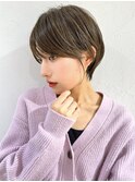 前髪あり耳掛け丸みくびれ大人ショートボブ20代30代40代50代＊