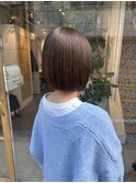 切りっぱなしボブ/ブラウンカラー
