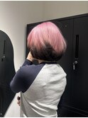 裾カラー/pink×black