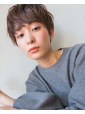 ふんわりハンサムショートヘア×襟足すっきり×ベージュ