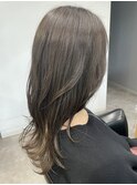 グレージュカラー/ボブウルフ/黒髪/ココアベージュ