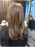 ロングショートワンカールパーマカーキグレージュ前髪錦糸町