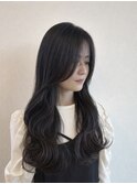 韓国風くびれレイヤーロング／小顔前髪